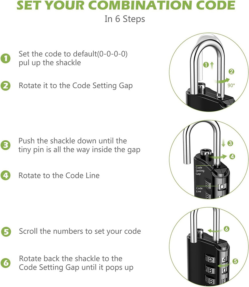 Combination Lock, 4 Digit Combination Padlock with Keys, Resettable Waterproof G