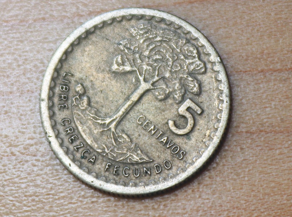 1977 Guatemala 5 Centavos Kapok Tree