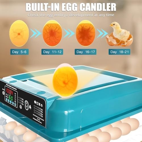 36 Egg Incubator with Humidity Display, Egg Candler, Automatic Egg Turner, for H