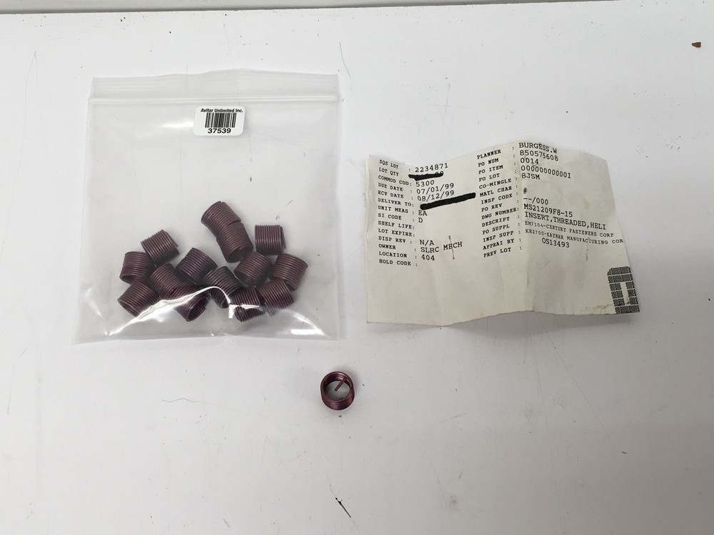 15 NEW MS21209F8-15 Mil-Spec Helical Threaded Screw Insert