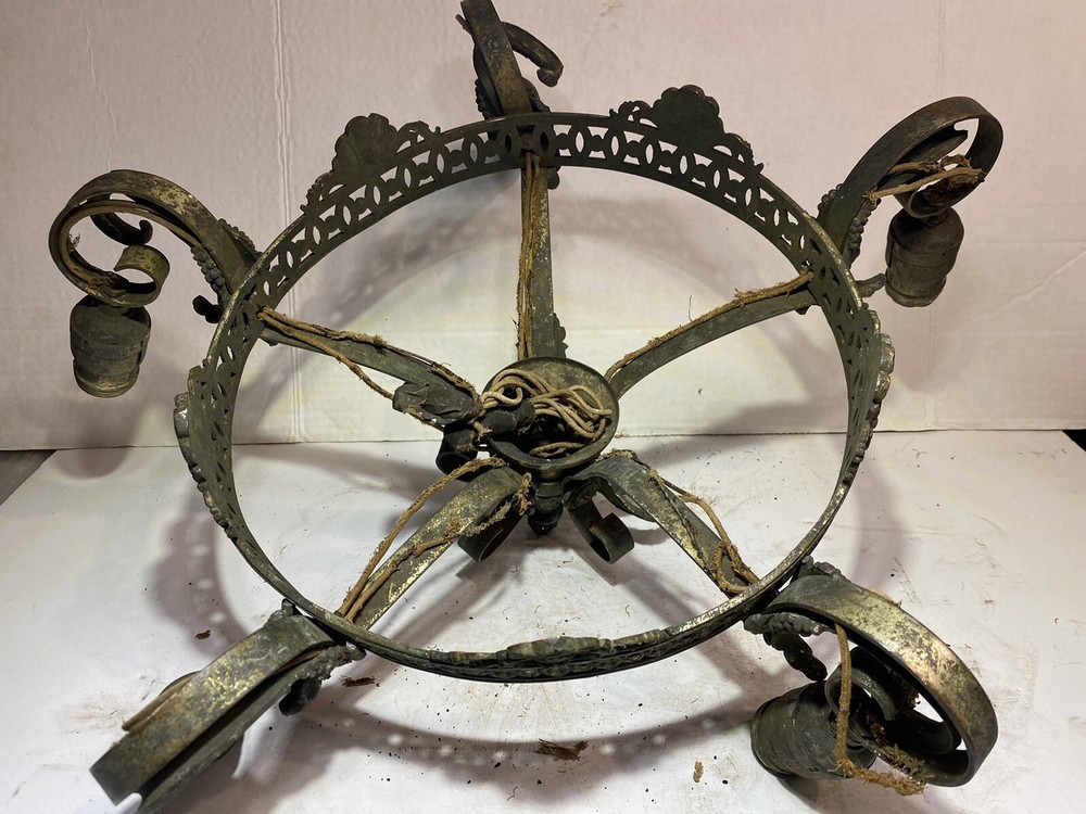 Antique Five Arm Hanging Chandelier Needs Work