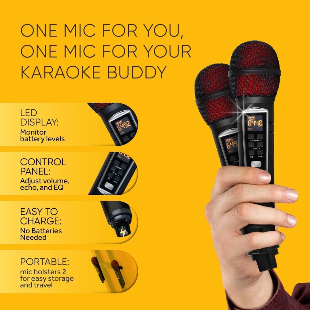 Portable Karaoke Machine Microphones Speaker Disco Ball Bluetooth Singing System