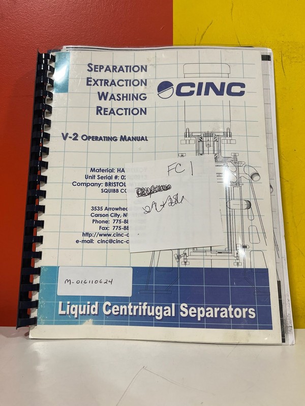 CINC V-2 Liquid-Liquid Centrifugal Separator Operating Manual