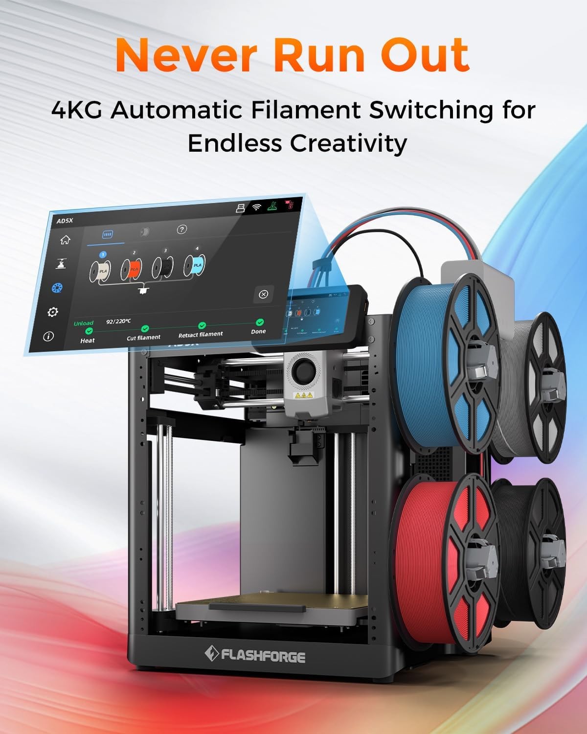 FLASHFORGE AD5X Multicolor 3D Printers w/ Max 600mm/s High-Speed Auto Leveling