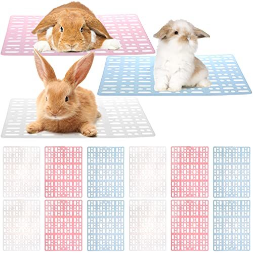 12 Pack Plastic Rabbit Cage Mat Durable Rabbit Floor Mat with Snap Joint Foot...