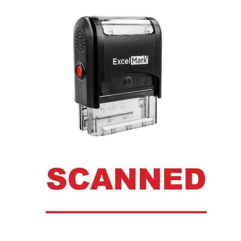 Line SCANNED Stamp - Self-Inking / Red