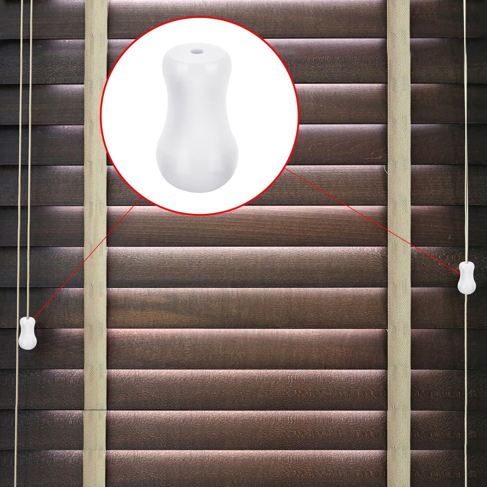 12 Pcs White Blind Pull Cord Knobs, Window 3.1 inches x 1.8 inches,