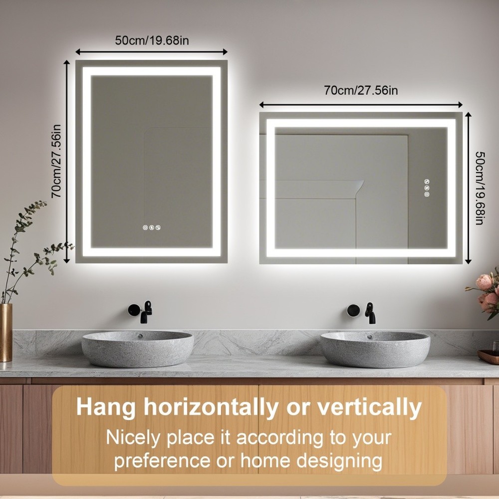 Smart Bluetooth Bathroom Mirror with Double Speakers Backlight Stepless Dimming