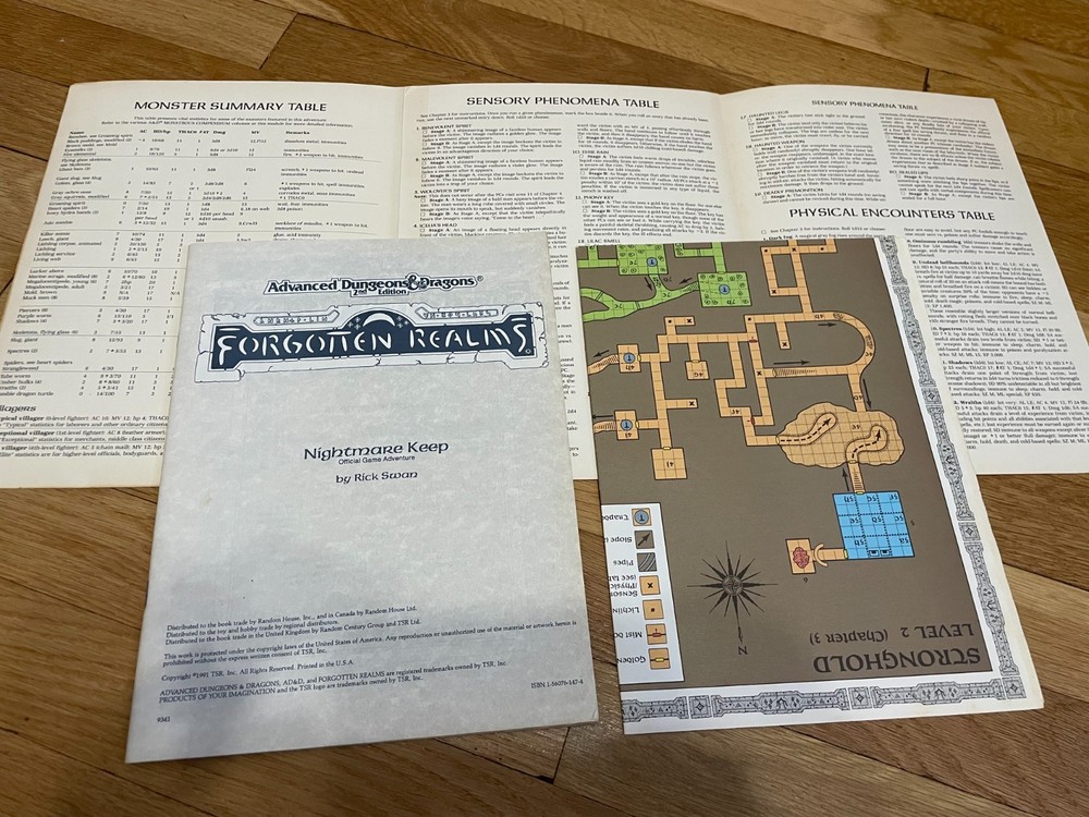 Advanced Dungeons & Dragons Nightmare Keep w/map Original