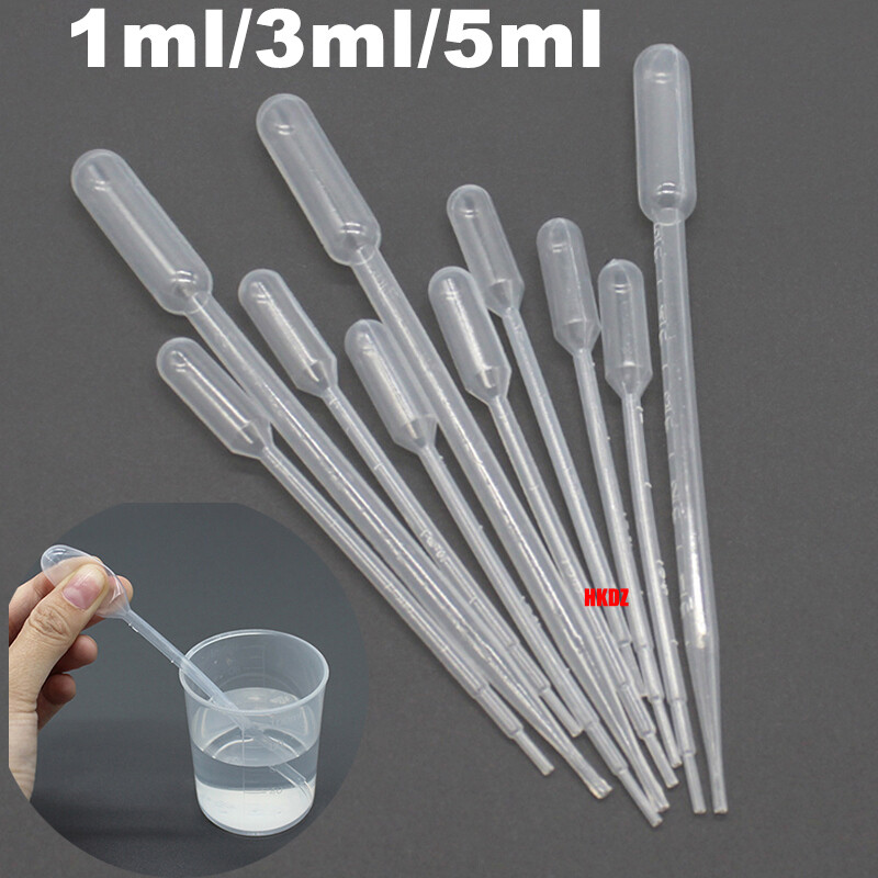 1ml/3ml/5ml Clear Plastic Pasteur Pipettes Dropper Liquid Transfer Lab Eye Straw