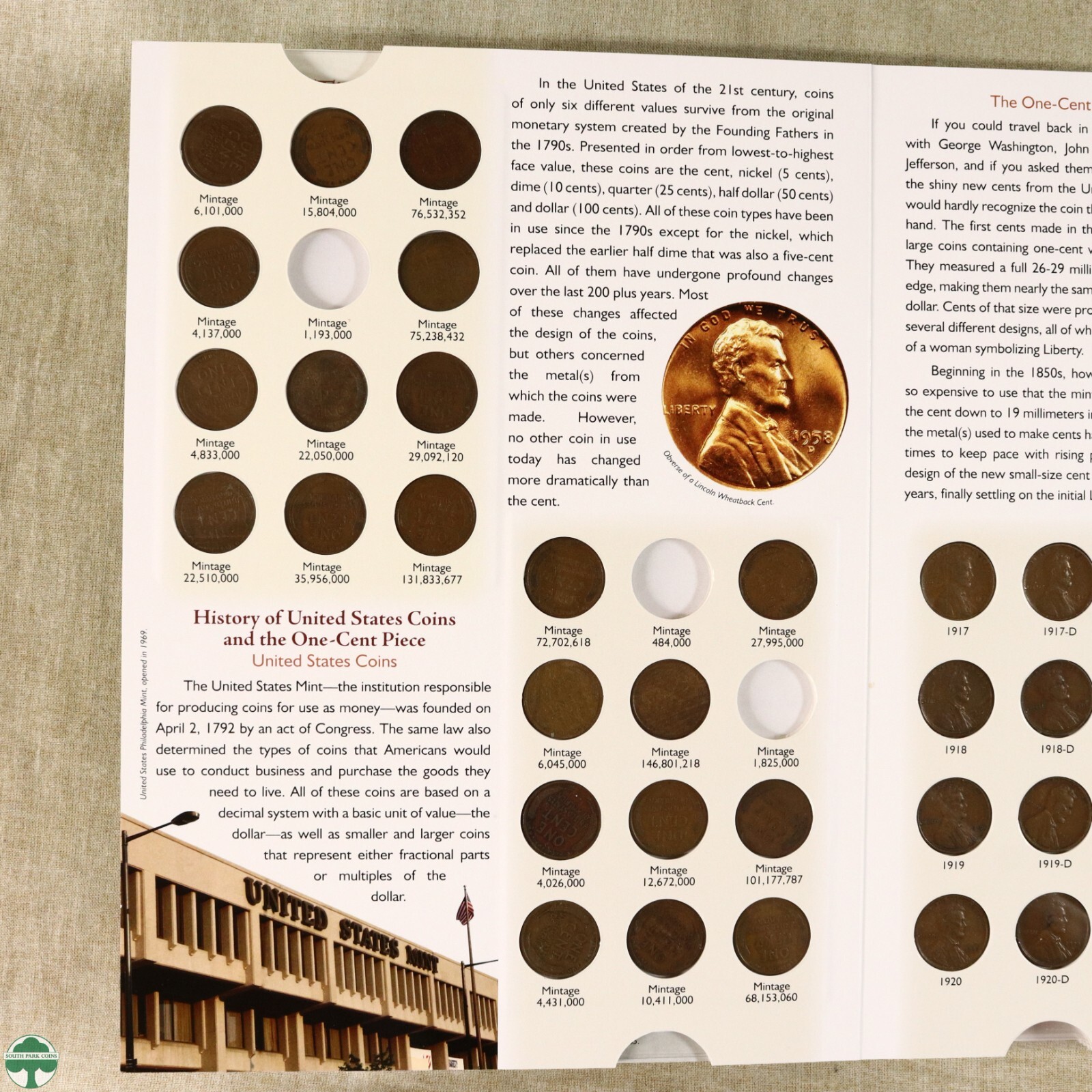 1909-1958 Lincoln Wheat Cent Coin album filled VF/UNC Excluding Five Coins