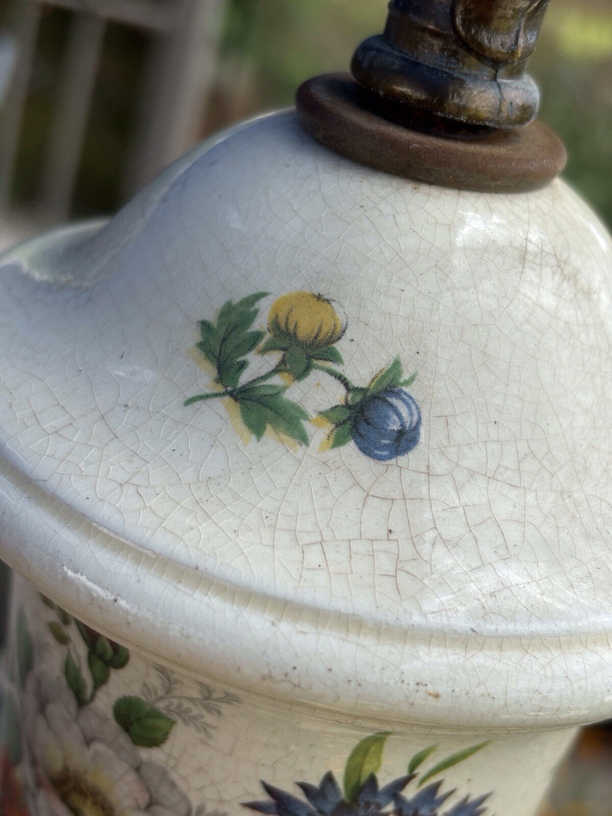 French hand painted 6 arm Porcelain Chandelier from the 20-40s