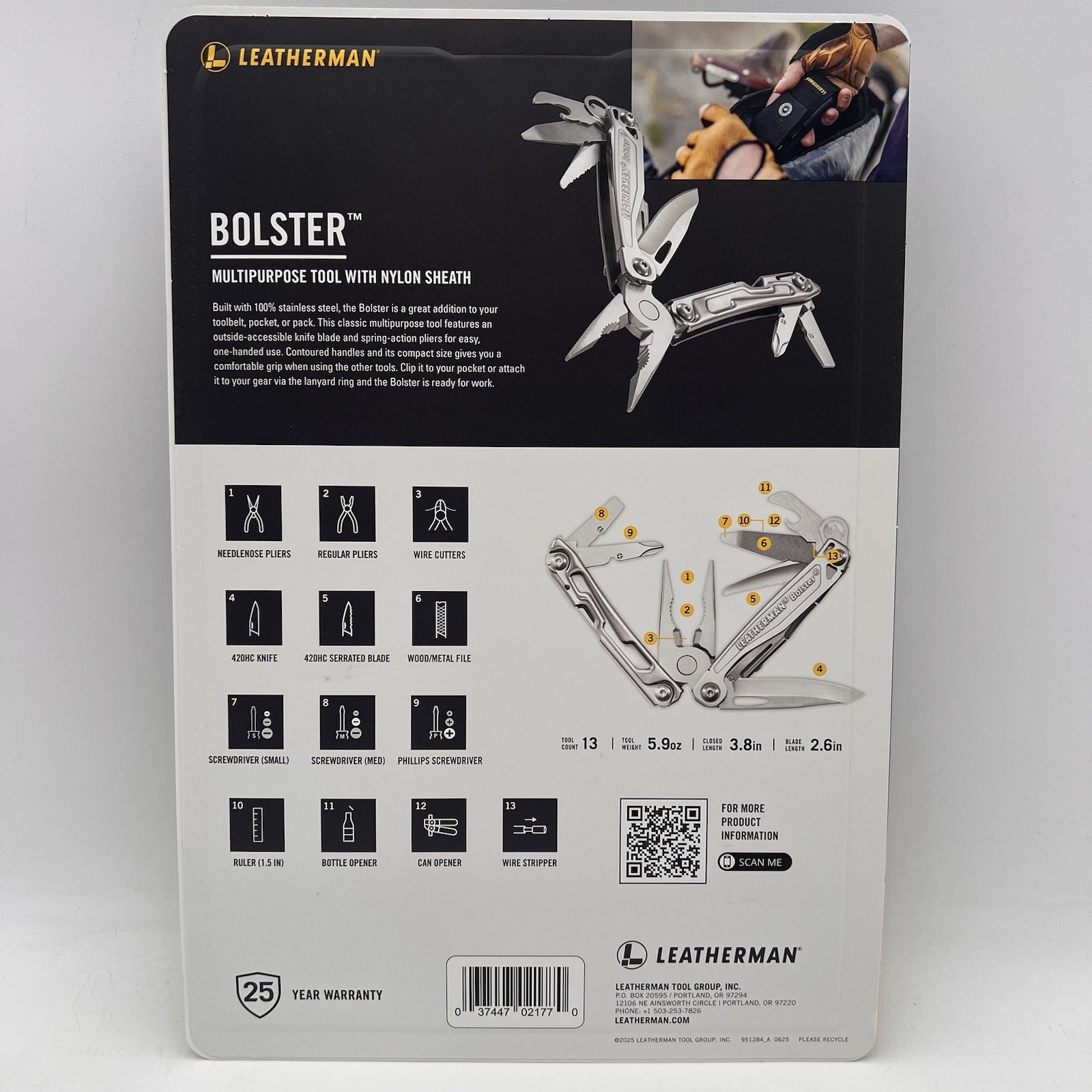 Leatherman Bolster Multipurpose Tool Nylon Sheath Stainless 13 Tools in 1 New