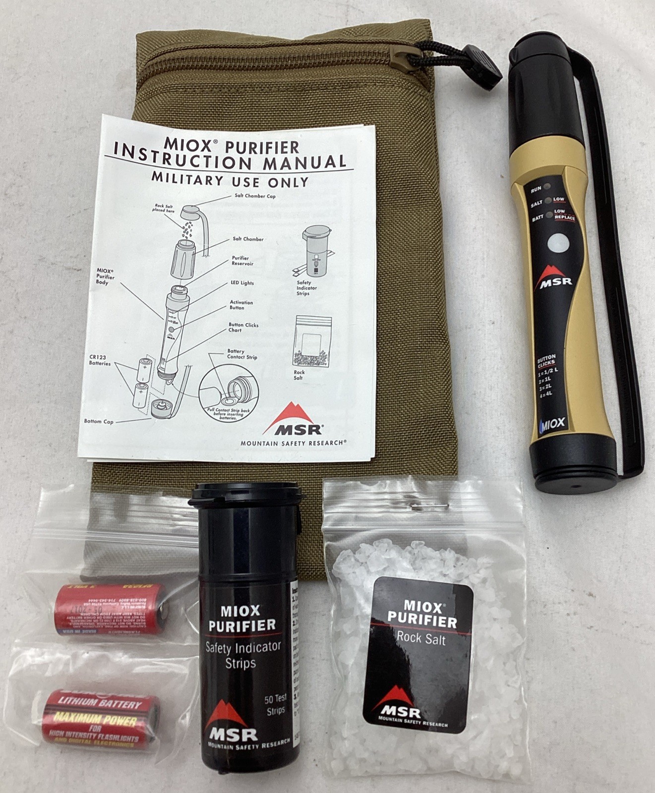 US Military MSR MIOX Portable Water Purifier NSN: 4610-01-513-8498 ~ New