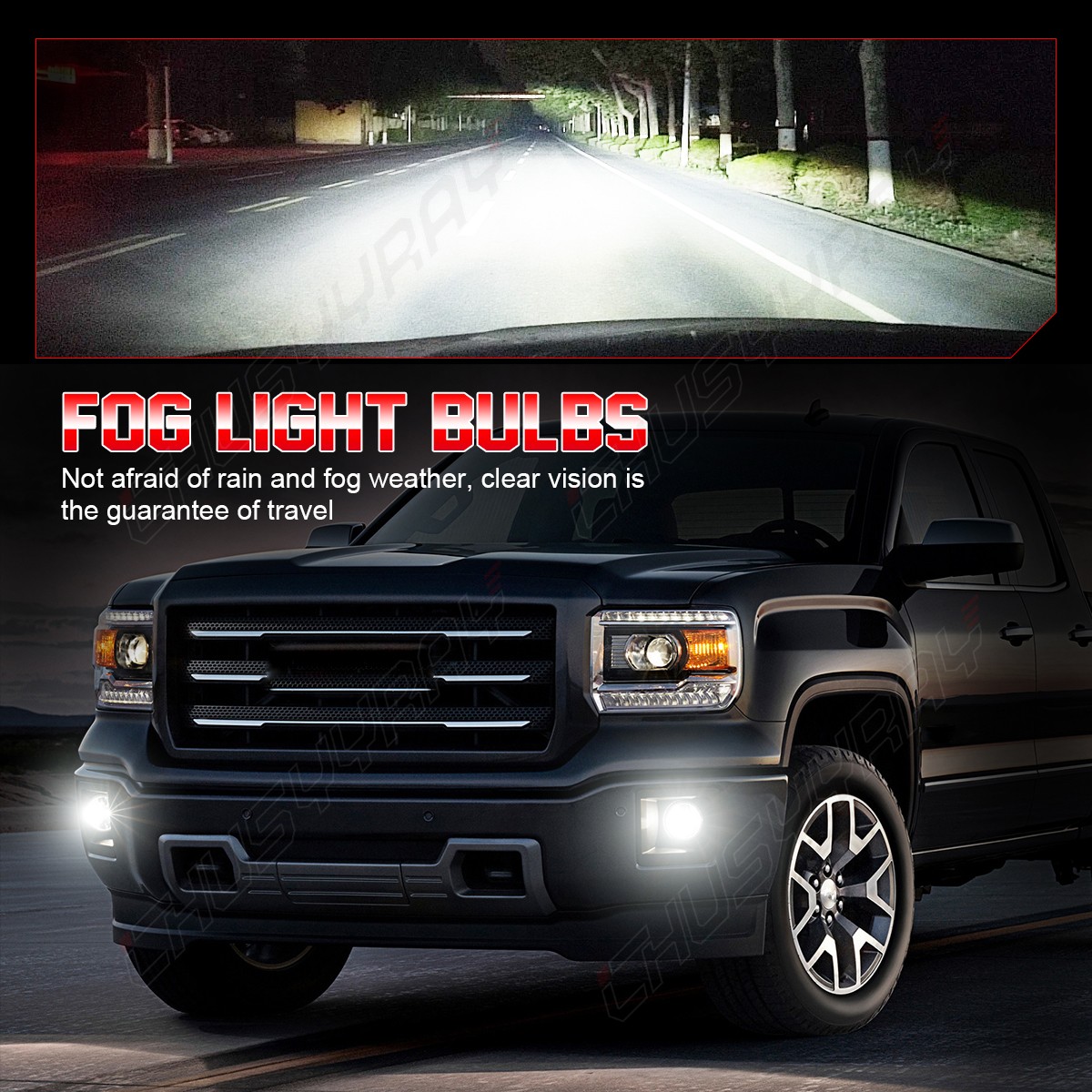 Pair For 2007 2008-2013 GMC Sierra 1500 2500 3500HD Bumper LED Fog Lights Lamps