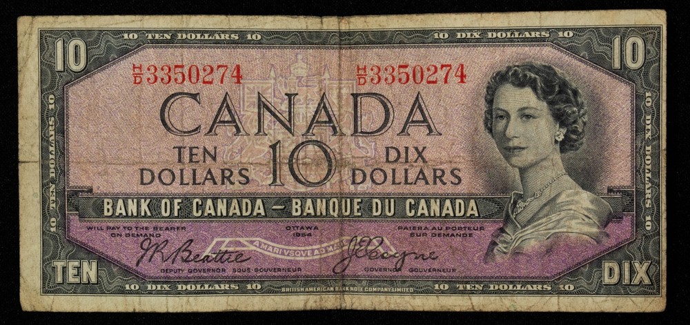 1954 $10 Canada - Devils Hairdo - Pick 69b - CA1966
