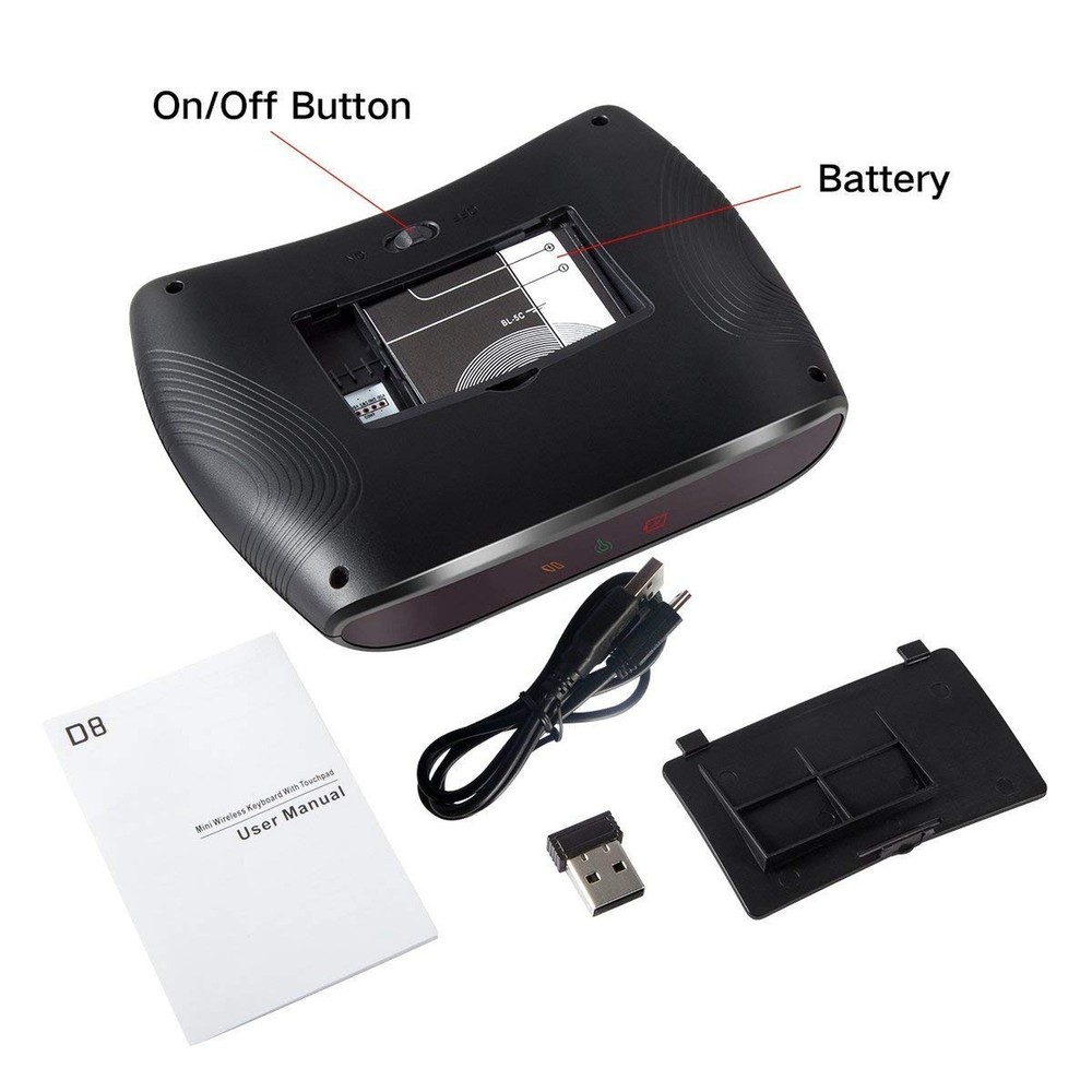 D8 Mini Bluetooth Keyboard, Rechargeable Wireless with Touchpad, Backlit Hand...