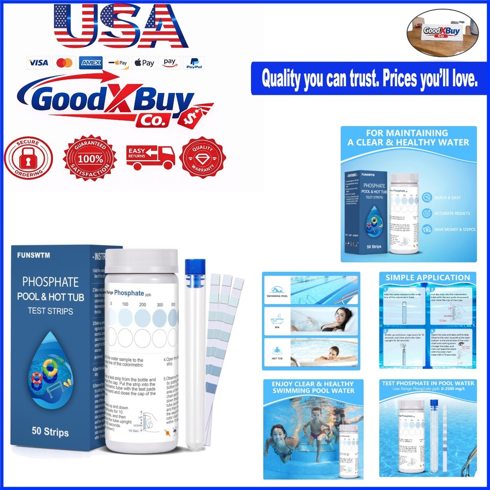 Pool Hot Tub Phosphate  Kit 50 Strips Easy Accurate Water Testing,