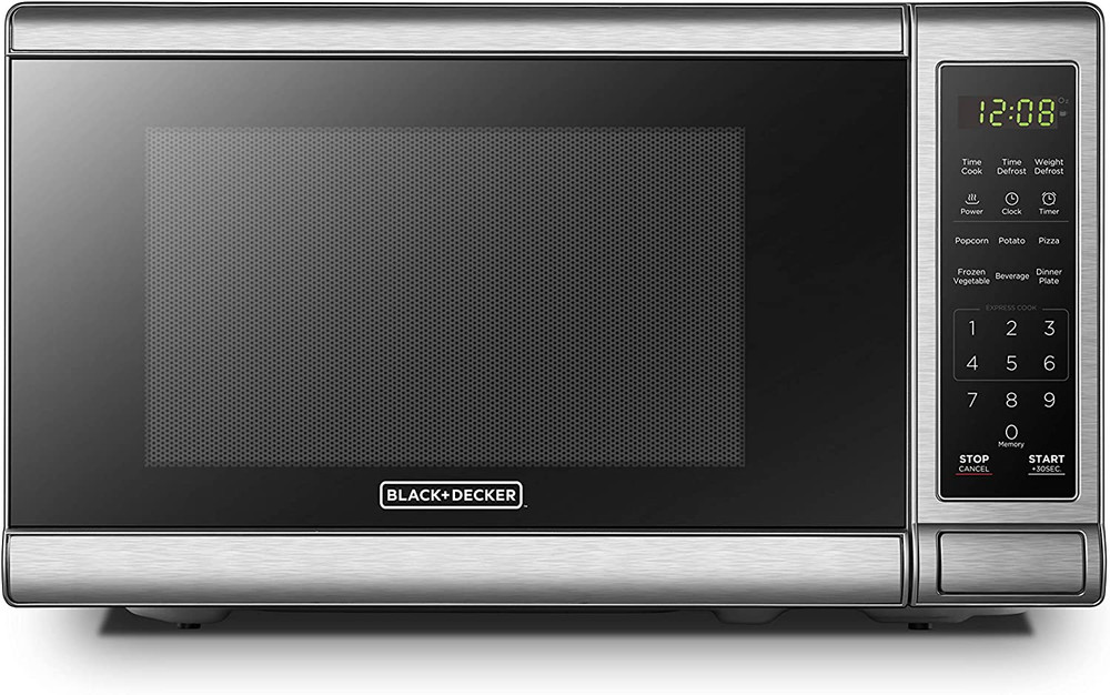 BLACK+DECKER EM720CB7 Digital Microwave Oven with Turntable Push-Button Door, Ch