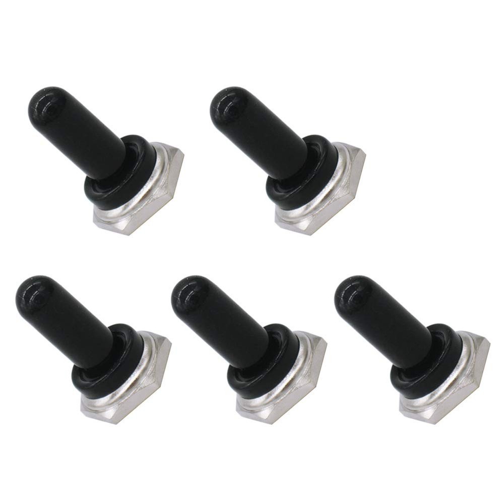 mxuteuk 5pcs 12mm Toggle Switch Cover Rubber Knob Hat Waterproof Boot Black