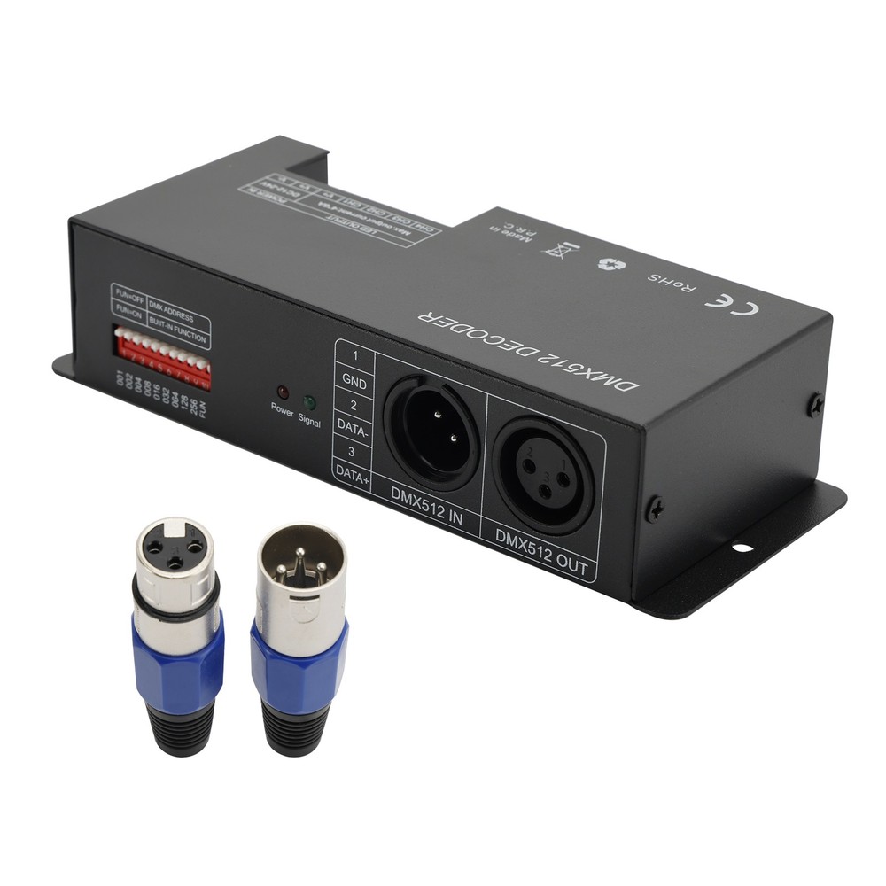 4 Channel DMX 512 Decoder RGBW PWM Dimmer Driver LED Strip Light Controller