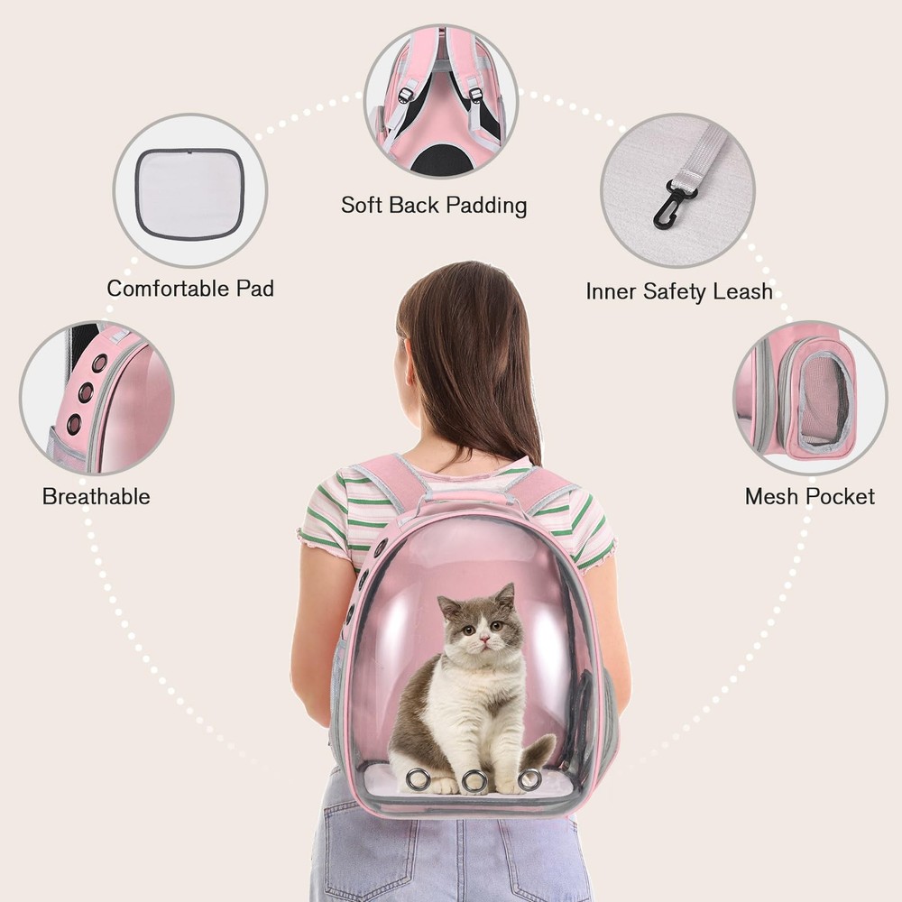 Cat Carrier Backpack, Pet Carrier Backpack Front Pack for Small Medium Cat Pink