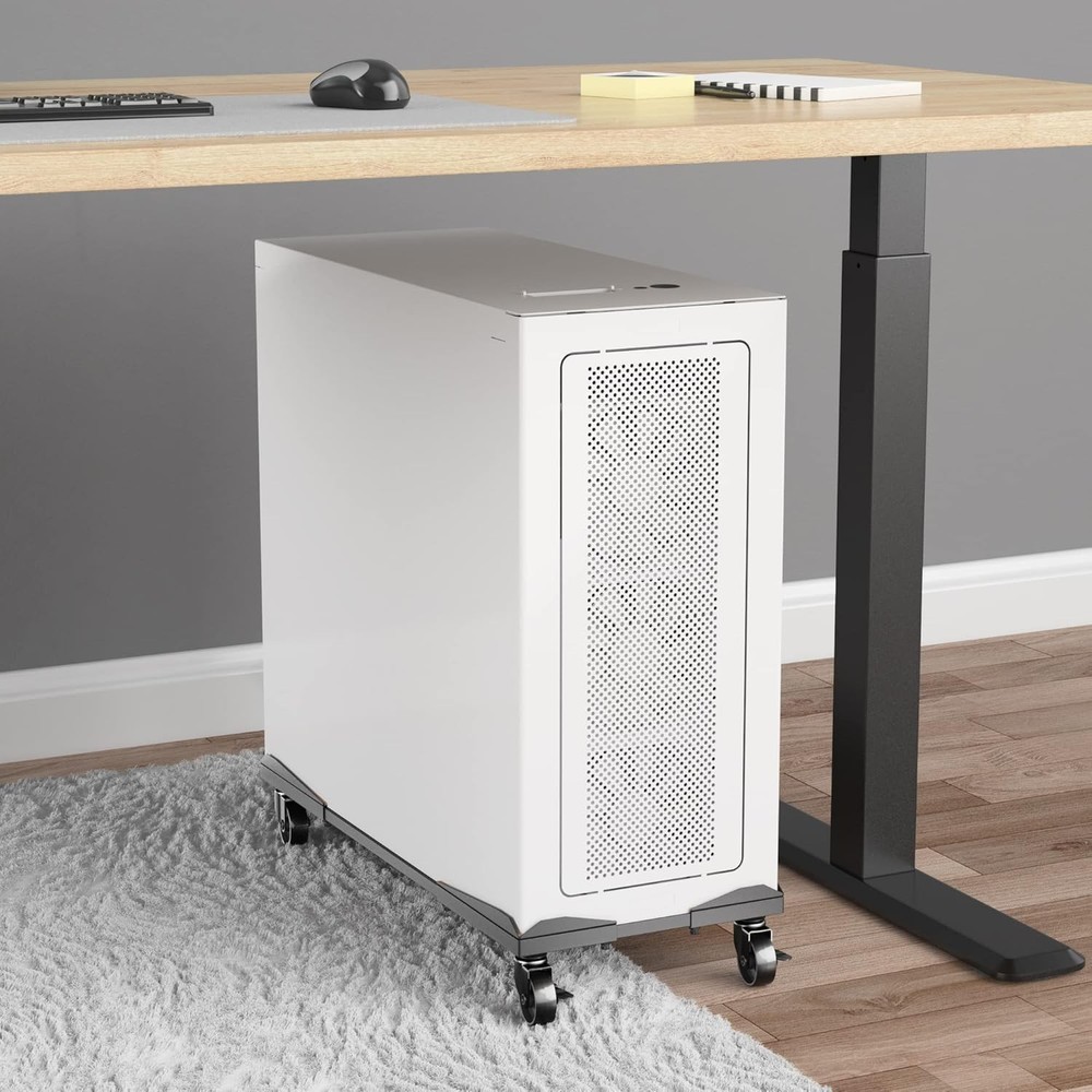 Adjustable Computer Cart with Open Structure for Dust Reduction and Stability