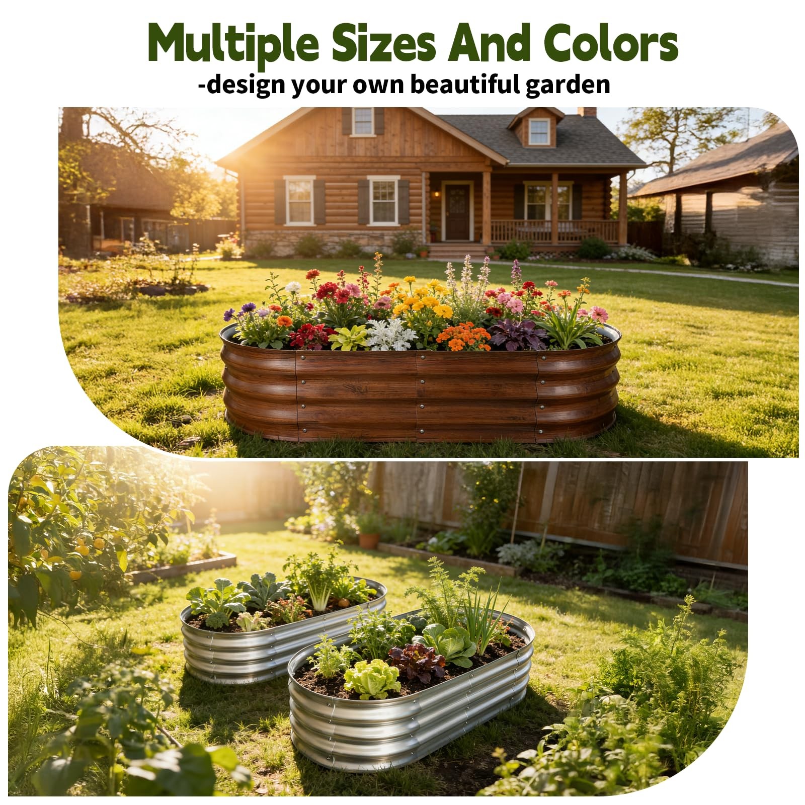 Galvanized Raised Garden Bed Outdoor, Large Raised Bed for Gardening, 4x2x1ft...