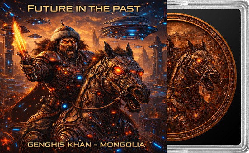 Future in the Past Egypt Genghis Kahn 1 oz Copper Medal