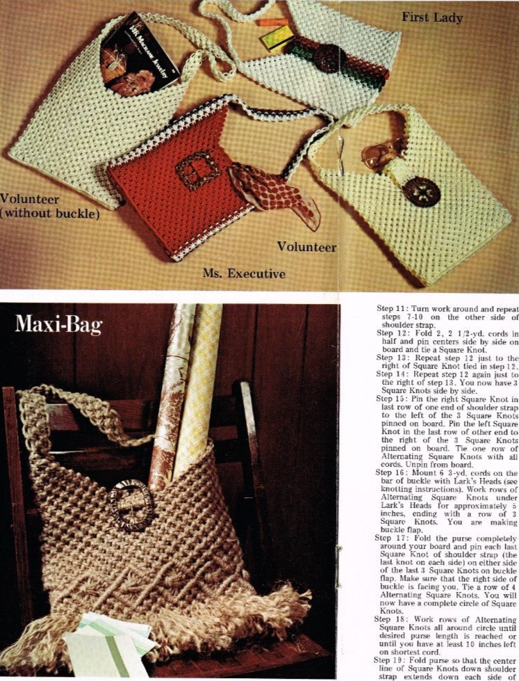 Purse Strings Macrame 20 Purses Handbag Patterns Pattern Leaflet 1976 Vintage