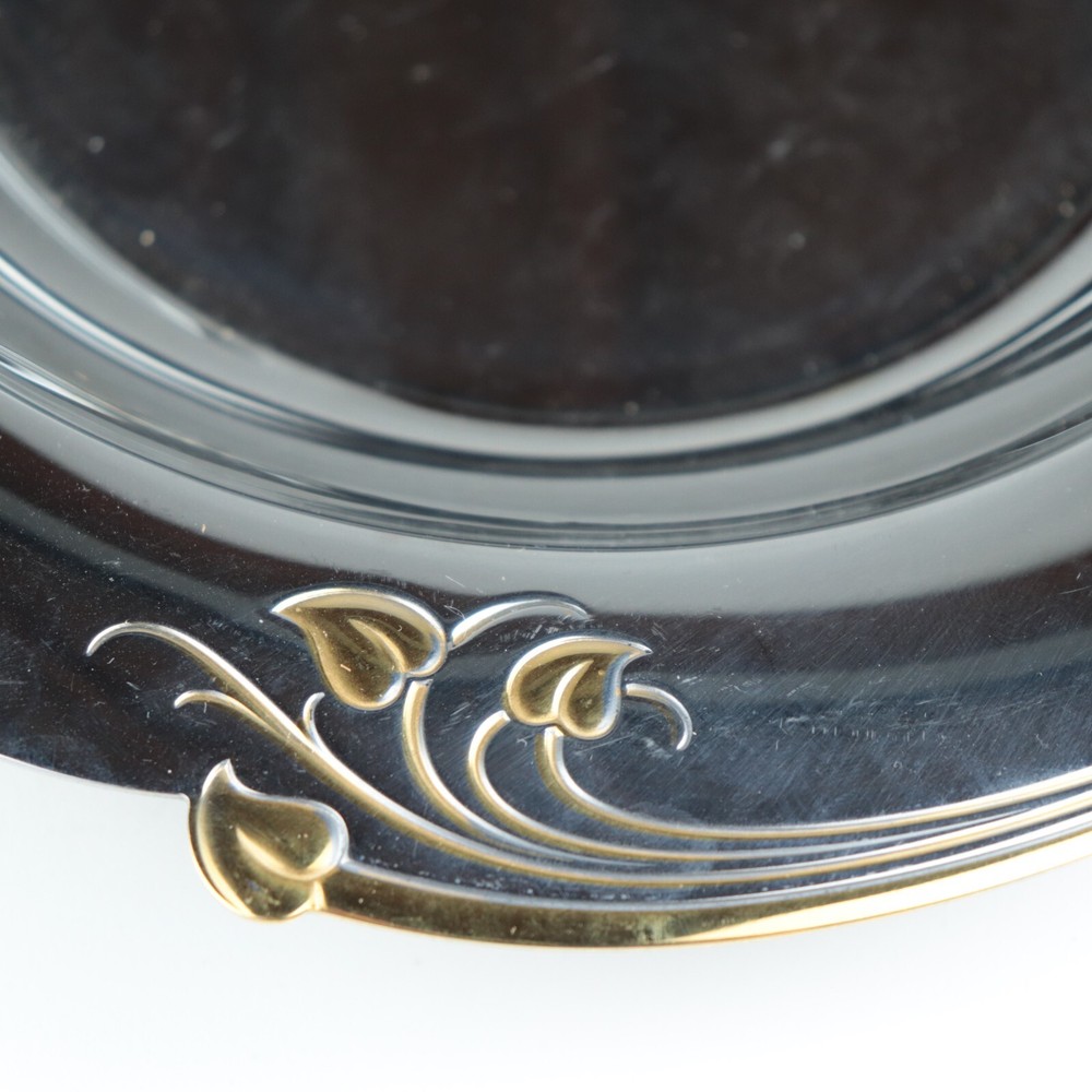 WMF Chromargan Germany 10" Silverplate Bowl with Gold-tone Leaf Accented Rim