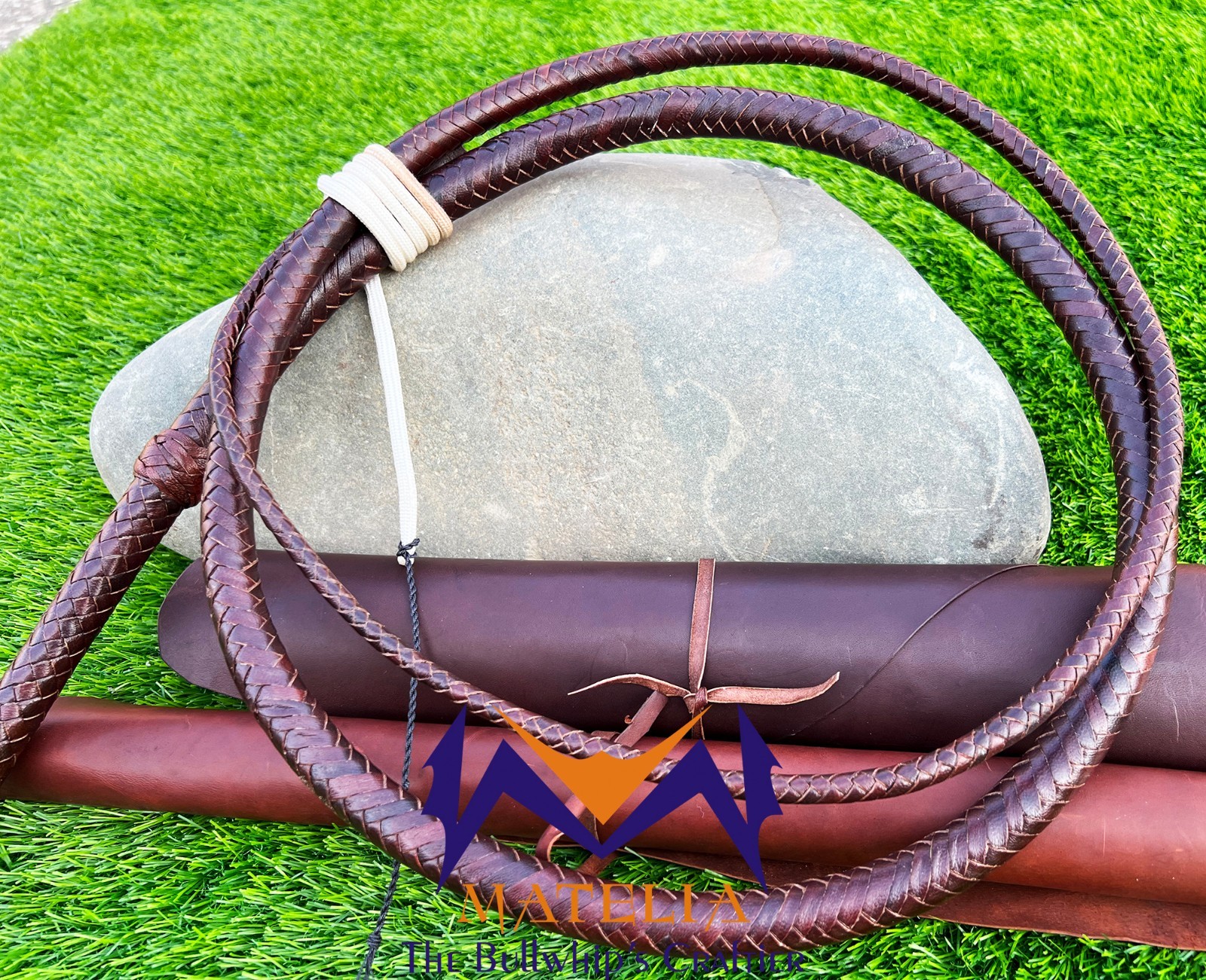 Handmade Brandy Goat Leather Bullwhip: Indiana Jones Style Bullwhip