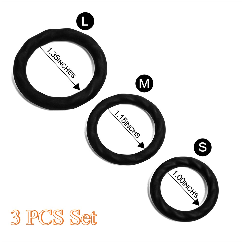 3PCS Penis Cock Ring Super Soft Stretchy Silicone Stay Hard Delayed Ejaculation