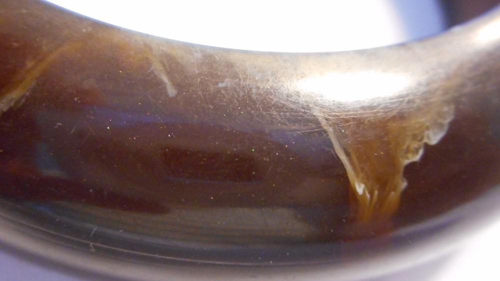 Two Bangle Bracelets Bracelet Marbled Root Beer Color Plastic Resin ? Unknown (D