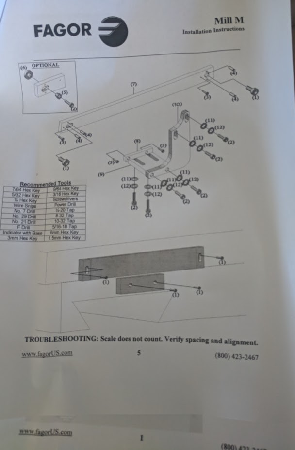 *NEW* FAGOR ENCODER MILL READOUT MOUNTING KIT 70030043 MILL -M COMBO