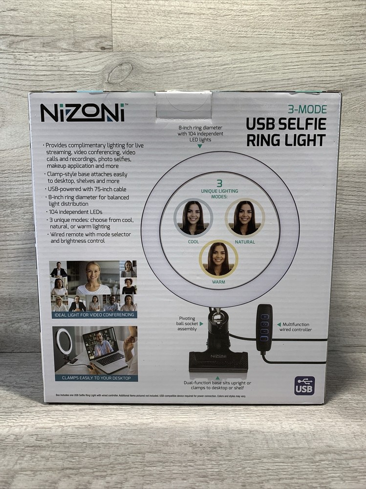 Nizoni USB Selfie Ring Light LED Video Tiktok YouTube 3 Mode Wired Controller