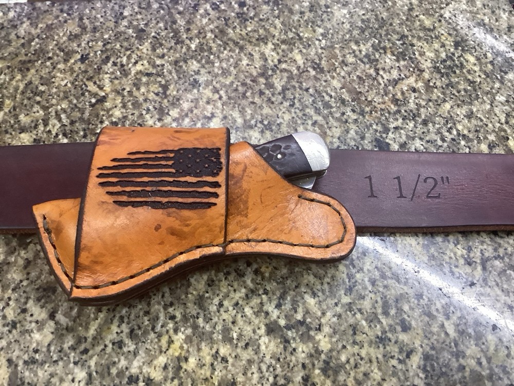 Leather Folding Knife Sheath Horizontal for Trapper Size (Sheath Only)