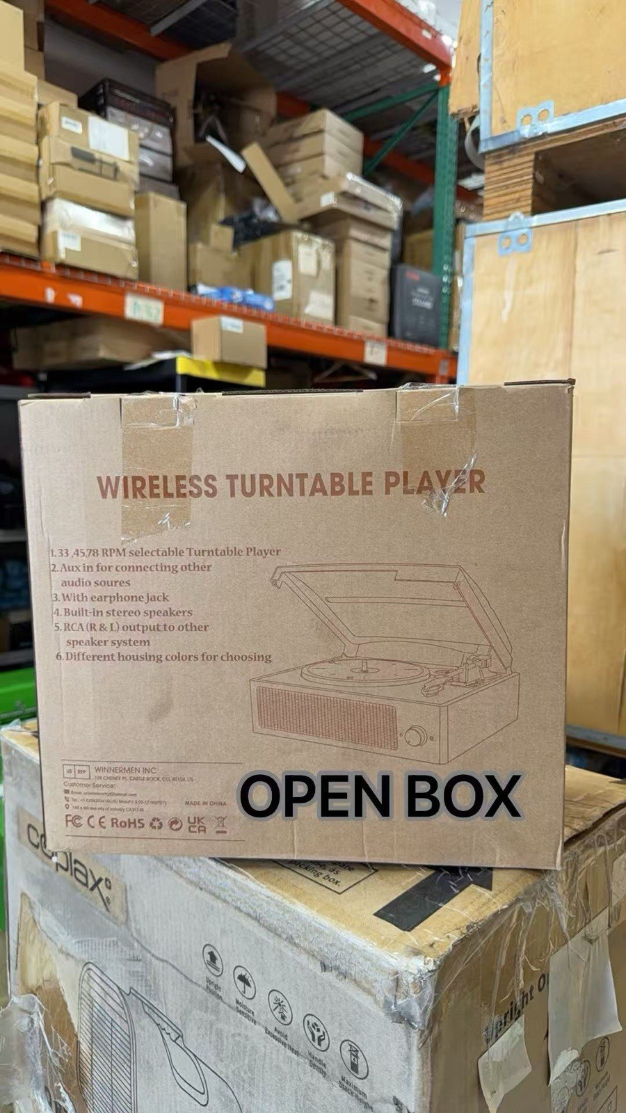 Vinyl Record Player Turntable Bluetooth 3 Speed Built-in Speakers Retro Portable