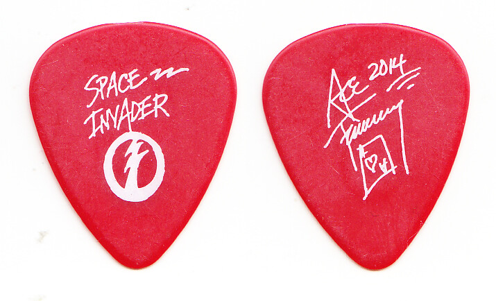 KISS Ace Frehley Signature Red Guitar Pick - 2014 Space Invader Solo Tour