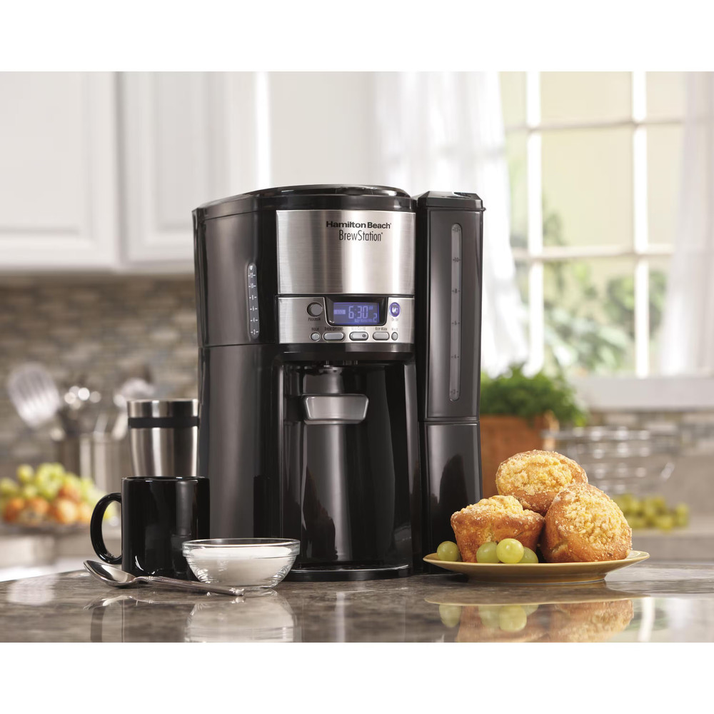 BrewStation 12- Cup Programmable Black Drip Coffee Maker with Removable Water