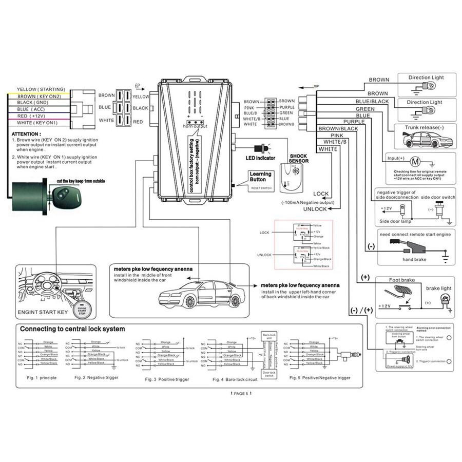 Car Engine Alarm System Remote Security PKE Keyless Entry One-Button Start 12V
