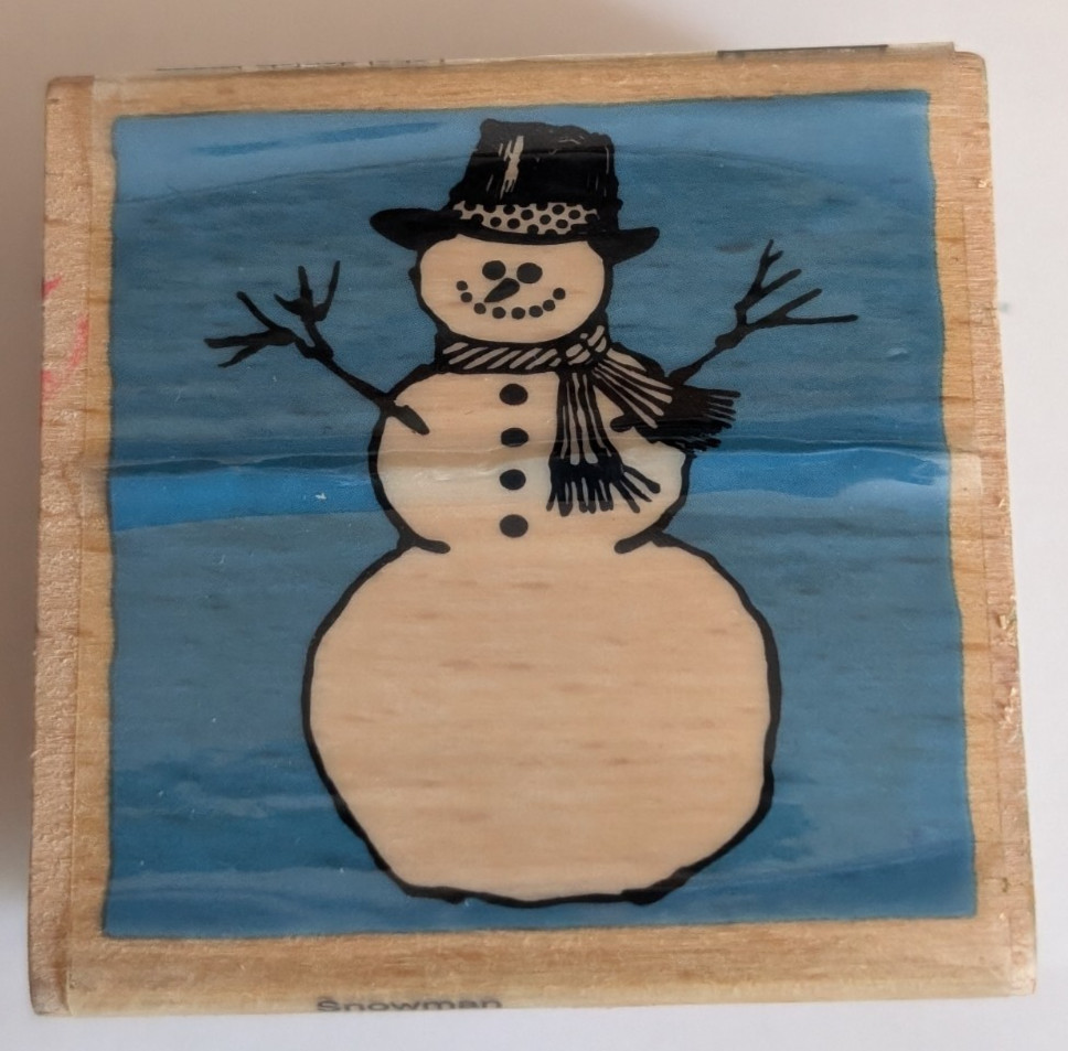 Wood/Rubber Stamp Snowman Winter