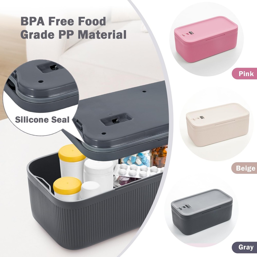 Lockable Storage Box, Small Lock Box with Combination Code for Phone/Medicine...
