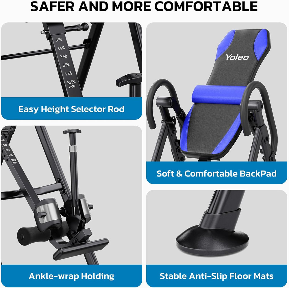 YOLEO Gravity Inversion Table for Back Pain Relief 2026 New Inversion Table W/Lu