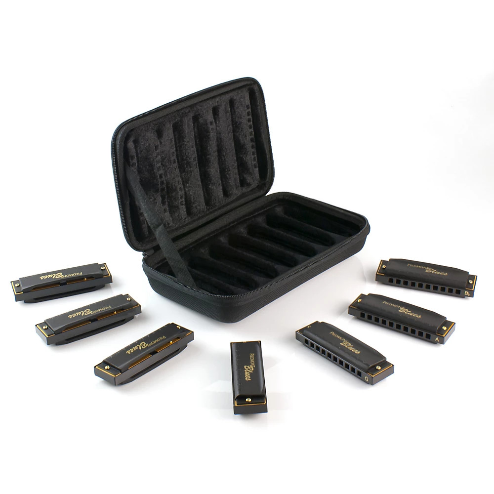 Hohner Piedmont Blues 7-Harmonica Pack with Case