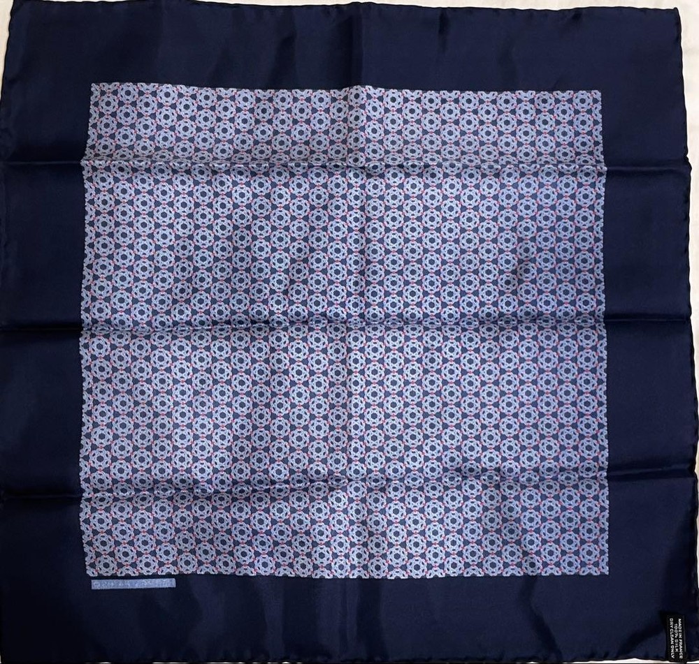 Early Items Hermes Carre 45 Geometric Pattern Navy