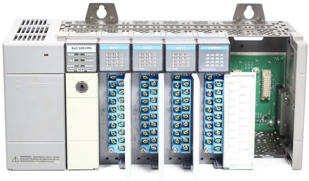 Allen Bradley SLC 500 7-Slot Rack with PSU, CPU, Input, Output Modules