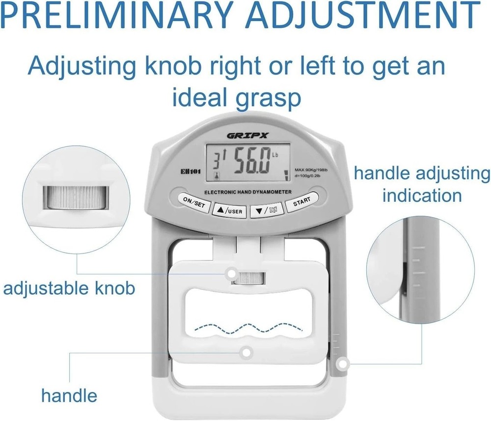 Digital Hand Dynamometer Grip Strength Measurement Meter Auto Capturing Elect...