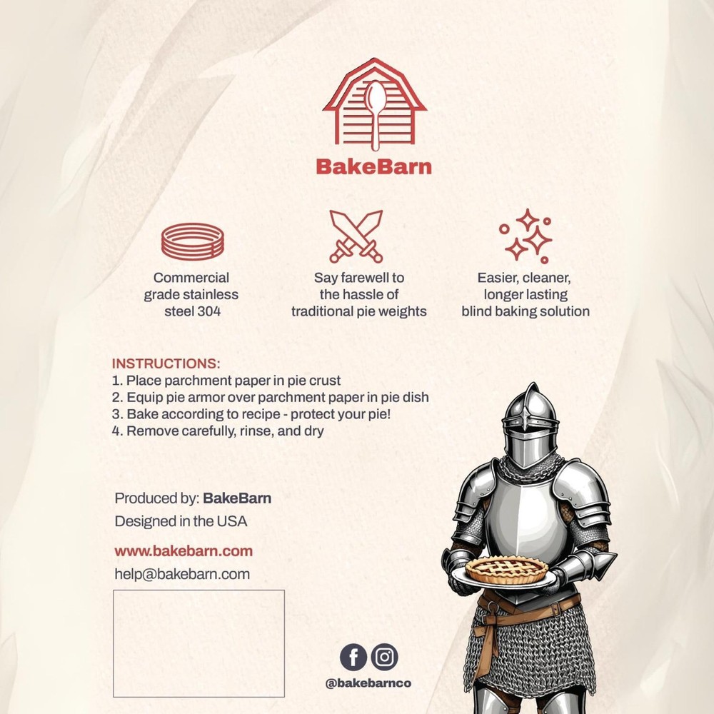 BakeBarn Pie Armor, Universal Fit Weight for Fit, Armor