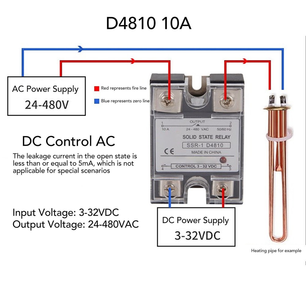10A Solid State Relay DC Control Semiconductor Relay Module 24-480VAC Part